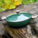 مقلاة ووك فيسمان مع غطاء من سلسلة ملاكيت من الألومنيوم باللون الأخضر 30×9 سم