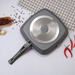 مقلاة فيسمان مربعة للشواء بمقبض من الباكليت، سلسلة ستون، طلاء غير لاصق، بلاتينيوم أسود، 24×4 سم