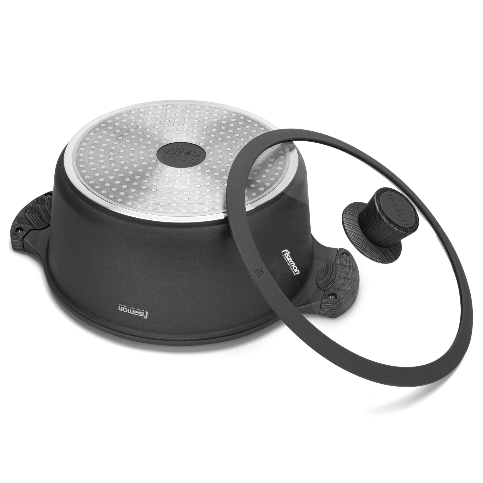 طاجن فيسمان ألومنيوم بريستيج سيريز غير لاصق مع غطاء، سعة 6.2 لتر، أسود/شفاف، 28×12.5 سم