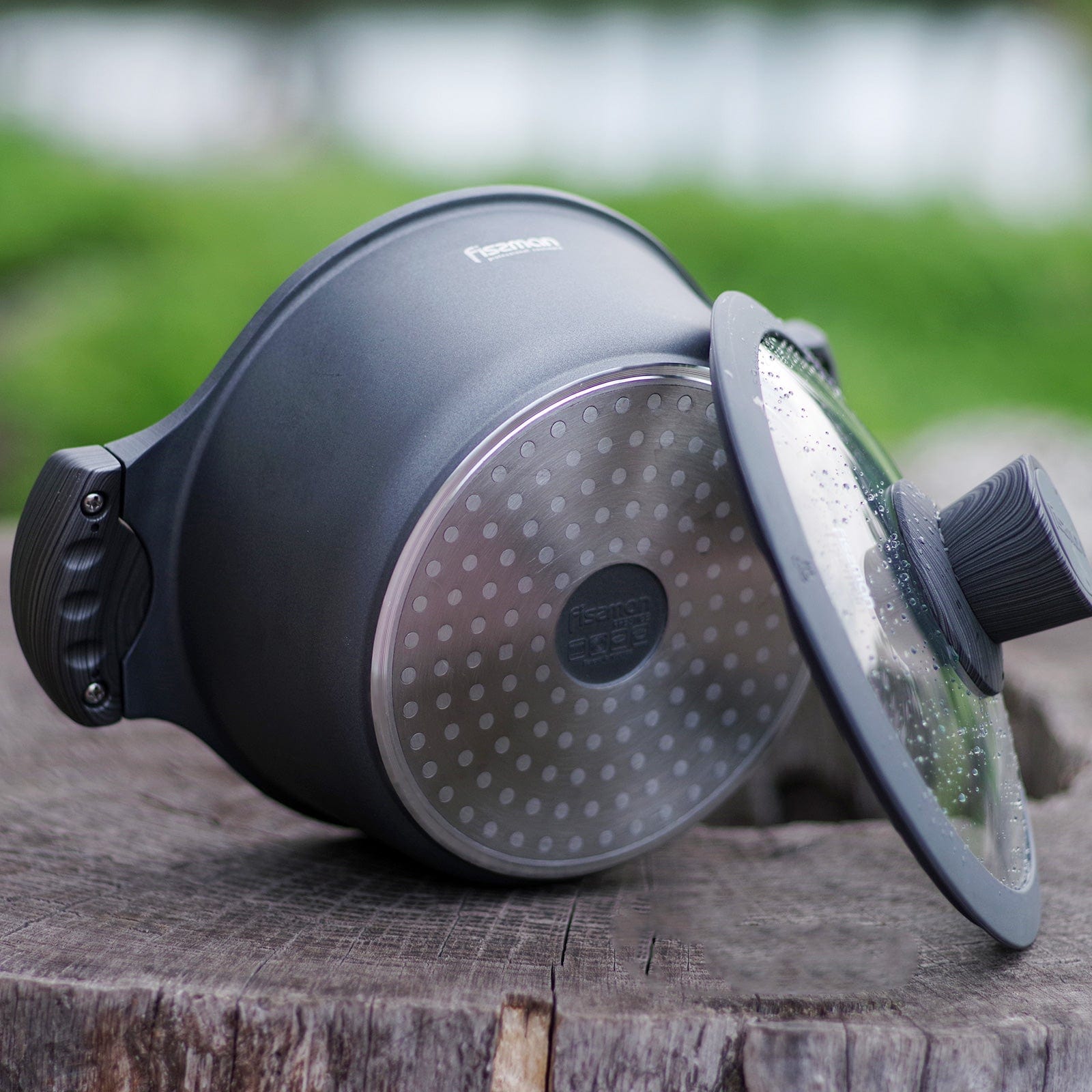 طاجن فيسمان ألومنيوم بريستيج سيريز غير لاصق مع غطاء، سعة 6.2 لتر، أسود/شفاف، 28×12.5 سم