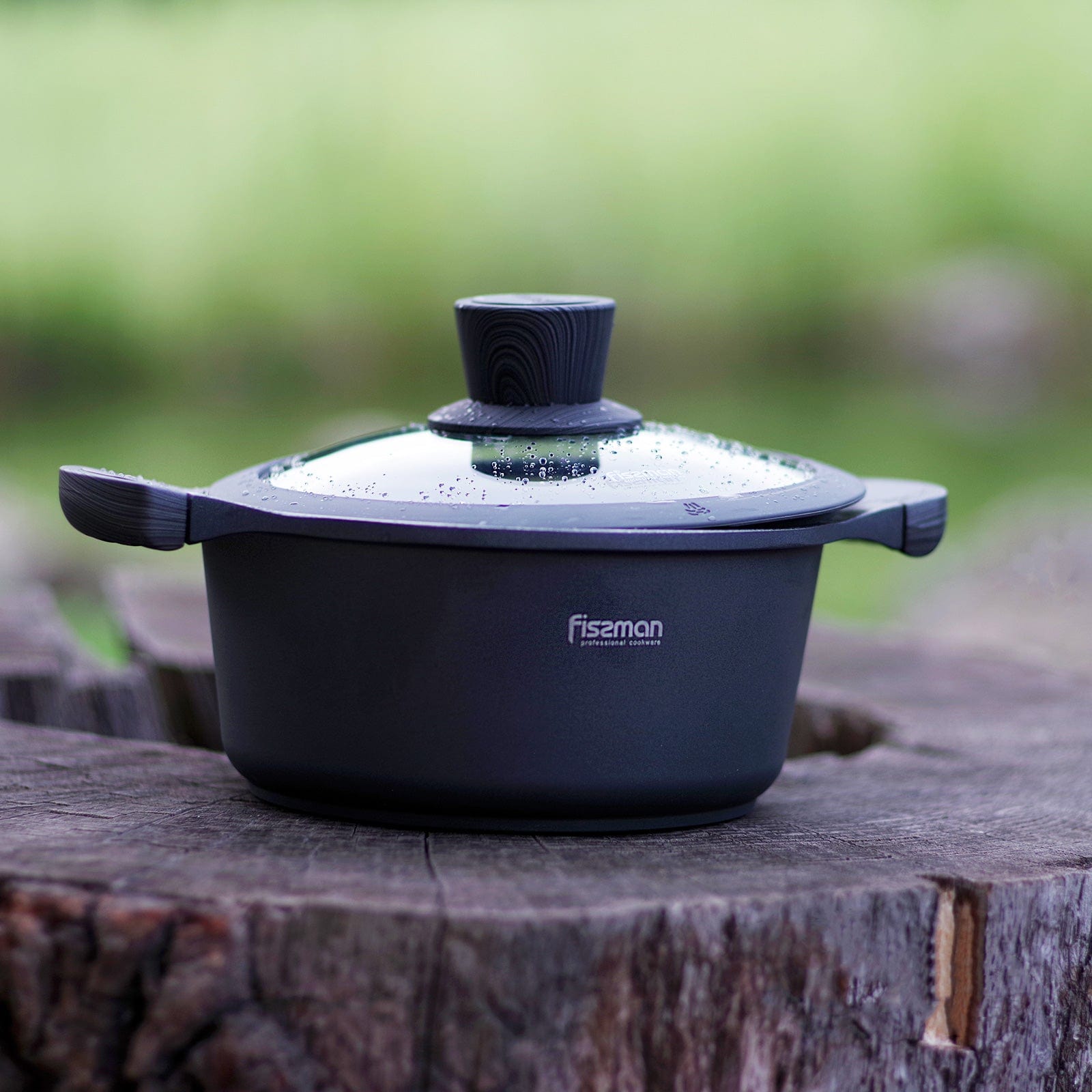 طاجن فيسمان ألومنيوم بريستيج سيريز غير لاصق مع غطاء، سعة 6.2 لتر، أسود/شفاف، 28×12.5 سم