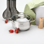 قدر طهي فيسمان فاليري سيريز 18/10 مصنوع من الفولاذ المقاوم للصدأ 304 مع غطاء زجاجي شفاف 9×18 سم/2.3 لتر
