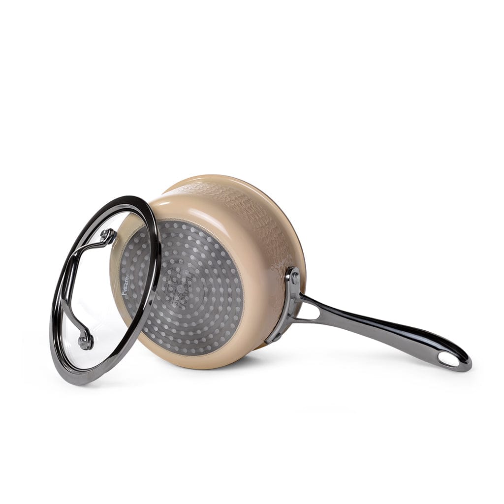 مقلاة صلصة فيسمان بريجيت سيريز من الفولاذ المقاوم للصدأ مع غطاء زجاجي، سعة 1.4 لتر، لون بيج، 16×7.5 سم