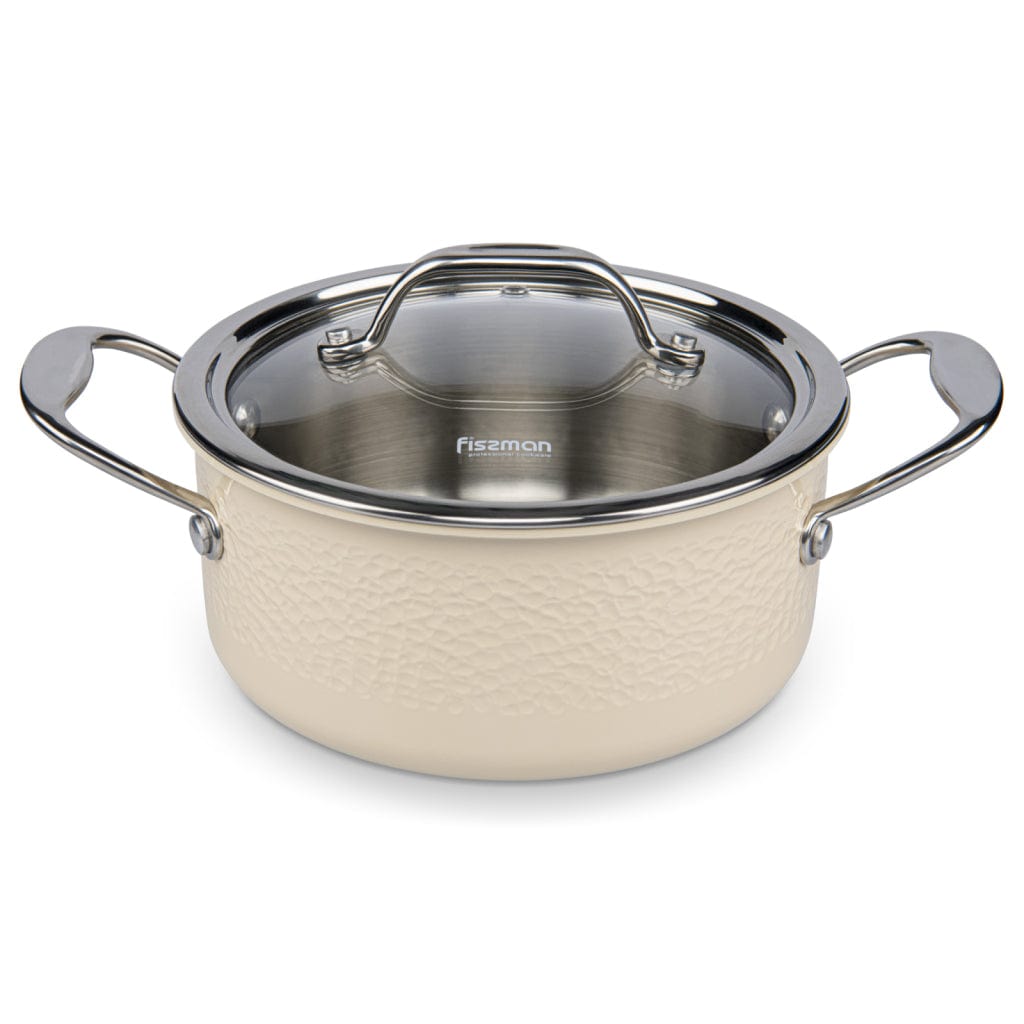 Fissman Brigitte Stainless Steel Saucepan With Lid Beige/Silver 18?8.5cm