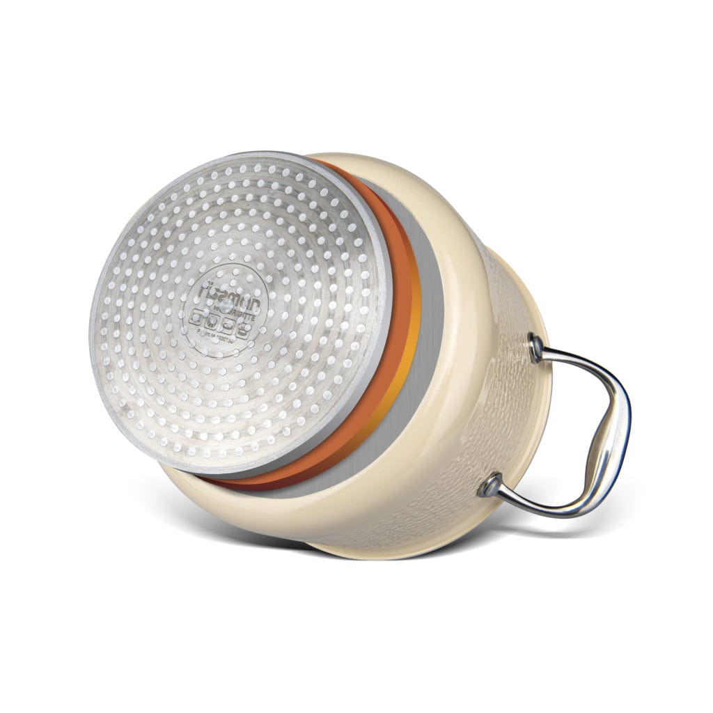 قدر فيسمان بريجيت من الفولاذ المقاوم للصدأ مع غطاء، بيج/فضي/شفاف، سعة 5 لتر