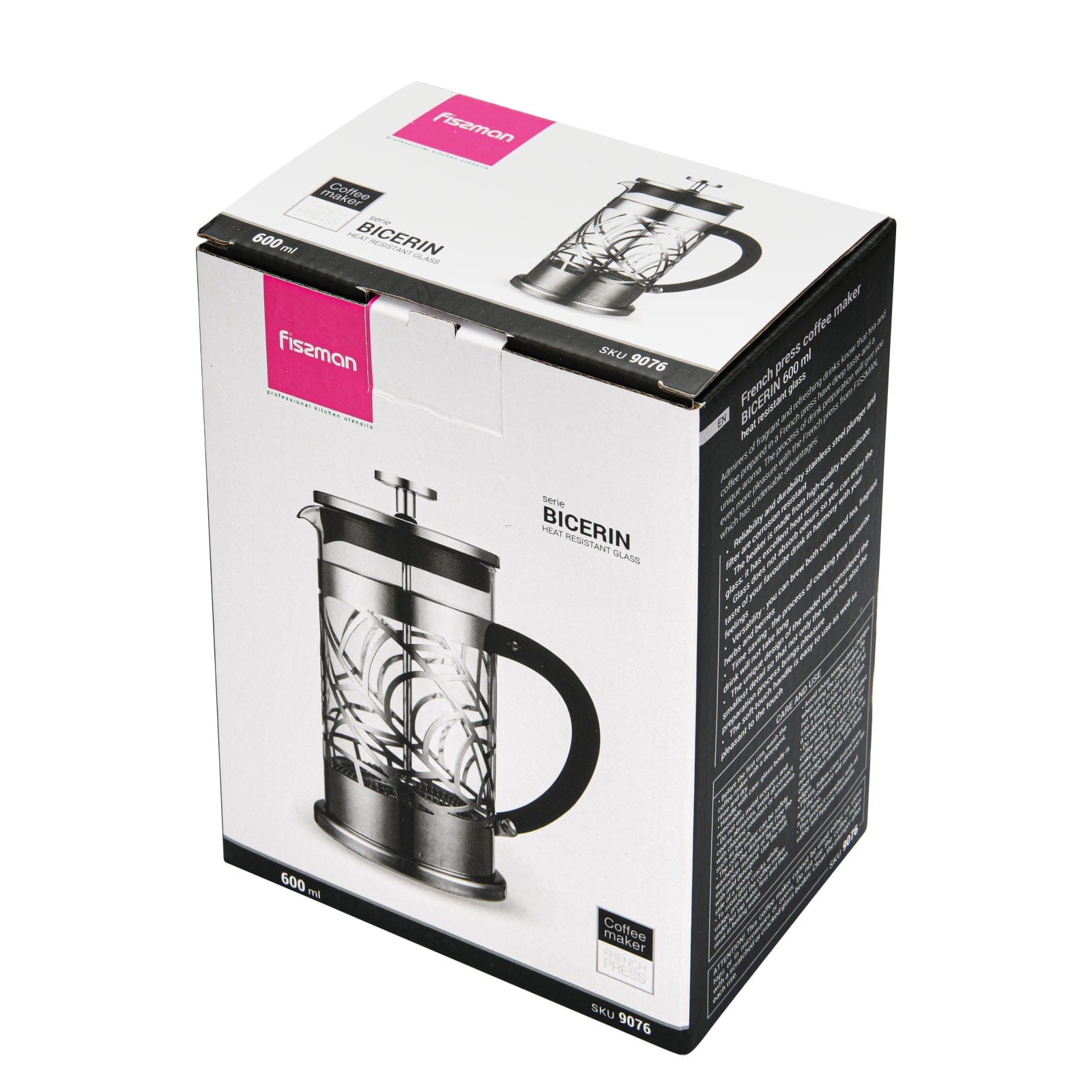 Fissman French Press Coffee Maker BICERIN 1000ml (Borosilicate Glass)