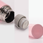 قارورة فيسمان المحمولة المصنوعة من الفولاذ المقاوم للصدأ والمُفرغة من الهواء مع عزل حراري، لون وردي، سعة 350 مل