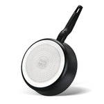 مقلاة فيسمان العميقة بمقبض لولبي مزدوج من الألومنيوم مع طلاء غير لاصق أسود 24 سم