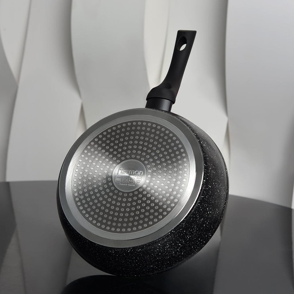 مقلاة فيسمان العميقة من سلسلة فيوري مع طلاء ألومنيوم غير لاصق أسود 26 × 6.5 سم