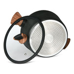 قدر فيسمان دايموند سيريز مع غطاء زجاجي من الألومنيوم مع طلاء غير لاصق 20×10 سم/2.6 لتر، أسود/بني