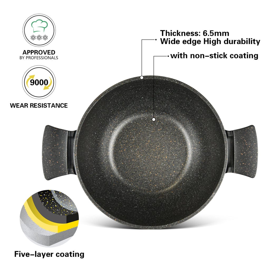 قدر فيسمان جراند سيريز بغطاء زجاجي من الألومنيوم مع طلاء غير لاصق أسود 30 سم