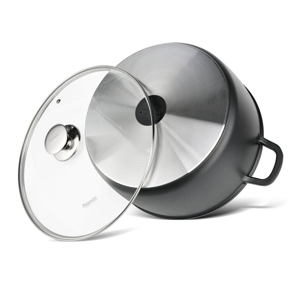 قدر فيسمان للطهي من الألومنيوم مع طلاء غير لاصق GRETA 28x12.5 سم/6.5 لتر مع غطاء زجاجي