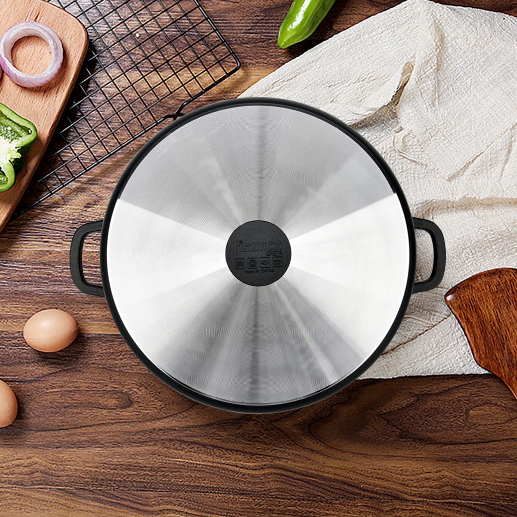 قدر فيسمان للطهي من الألومنيوم مع طلاء غير لاصق GRETA 28x12.5 سم/6.5 لتر مع غطاء زجاجي