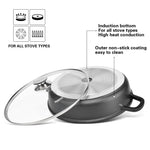 طاجن فيسمان الضحل سلسلة جريتا 28 × 8 سم / 4 لتر مع غطاء زجاجي وقاعدة حثية