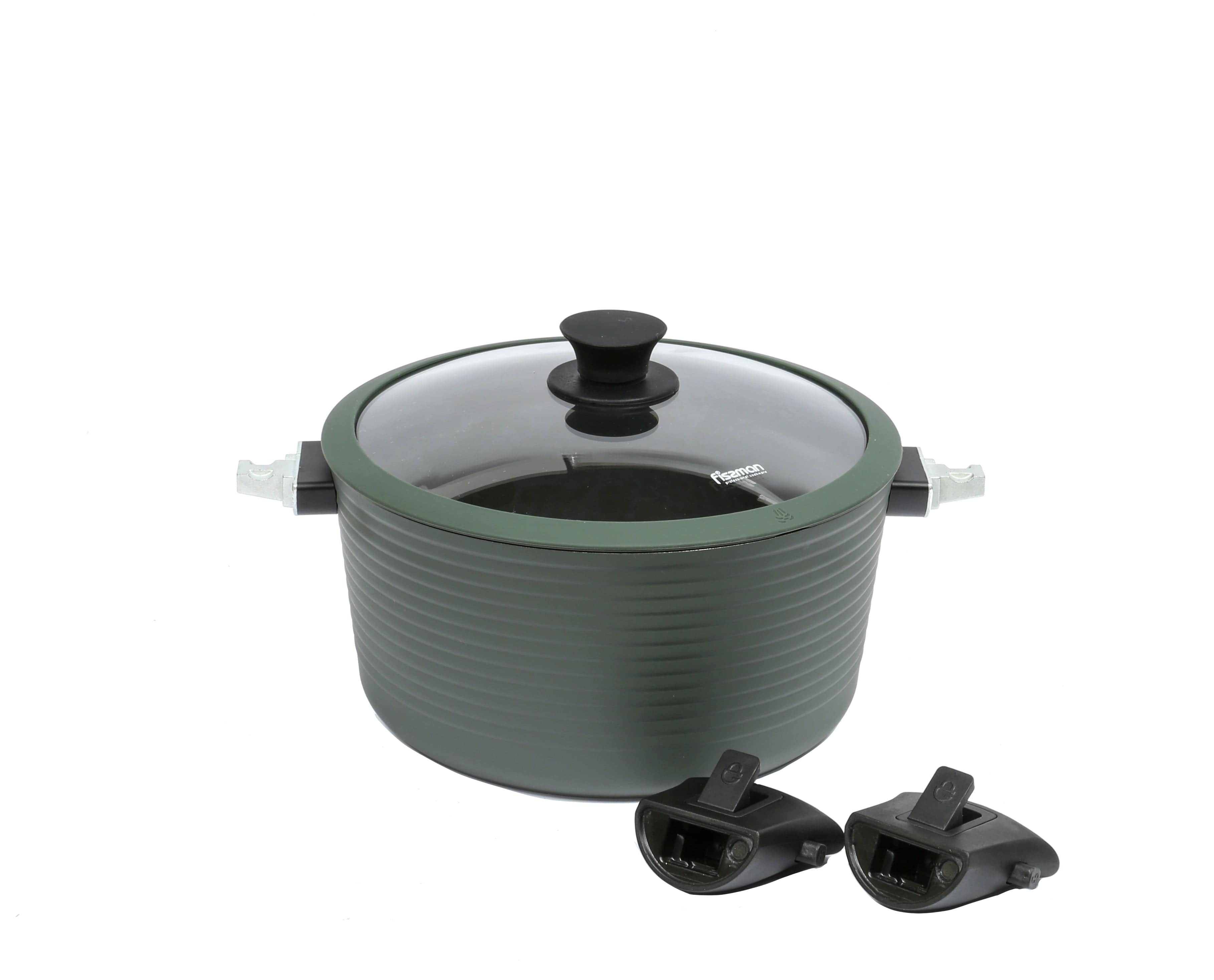 طقم أواني طهي فيسمان 9 قطع - ألومنيوم غير لاصق بمقابض قابلة للفصل - آمن للاستخدام في الفرن، مطلي بطبقة زيلان بلس، طاجن، مقلاة، قدر ضحل