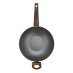 مقلاة ووك فيسمان مع غطاء زجاجي من سلسلة كابيلا، 28×8.5 سم/3.5 لتر، مصنوعة من الألومنيوم مع طلاء غير لاصق، كابيلا ومقبض لولبي مزدوج، لون أسود/بني