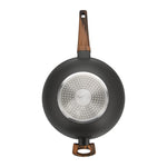 مقلاة ووك فيسمان مع غطاء زجاجي من سلسلة كابيلا، 28×8.5 سم/3.5 لتر، مصنوعة من الألومنيوم مع طلاء غير لاصق، كابيلا ومقبض لولبي مزدوج، لون أسود/بني