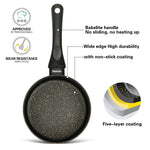 قدر فيسمان من الألومنيوم غير اللاصق بتصميم رخامي مع مقبض من الباكليت، أسود، 16×8 سم/1.5 لتر