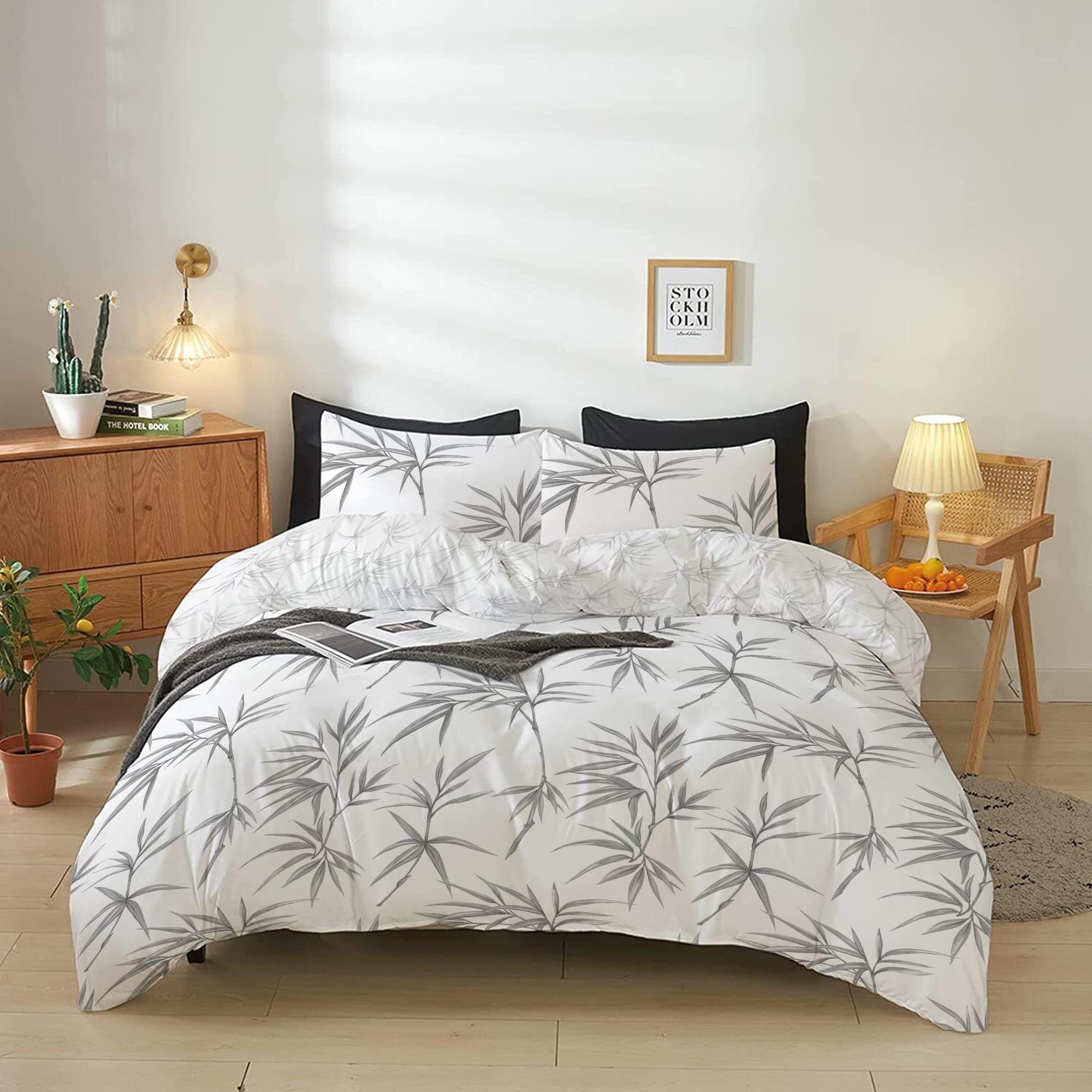 طقم لحاف قطني فاخر من Cotton Home مكون من 4 قطع بلون واحد