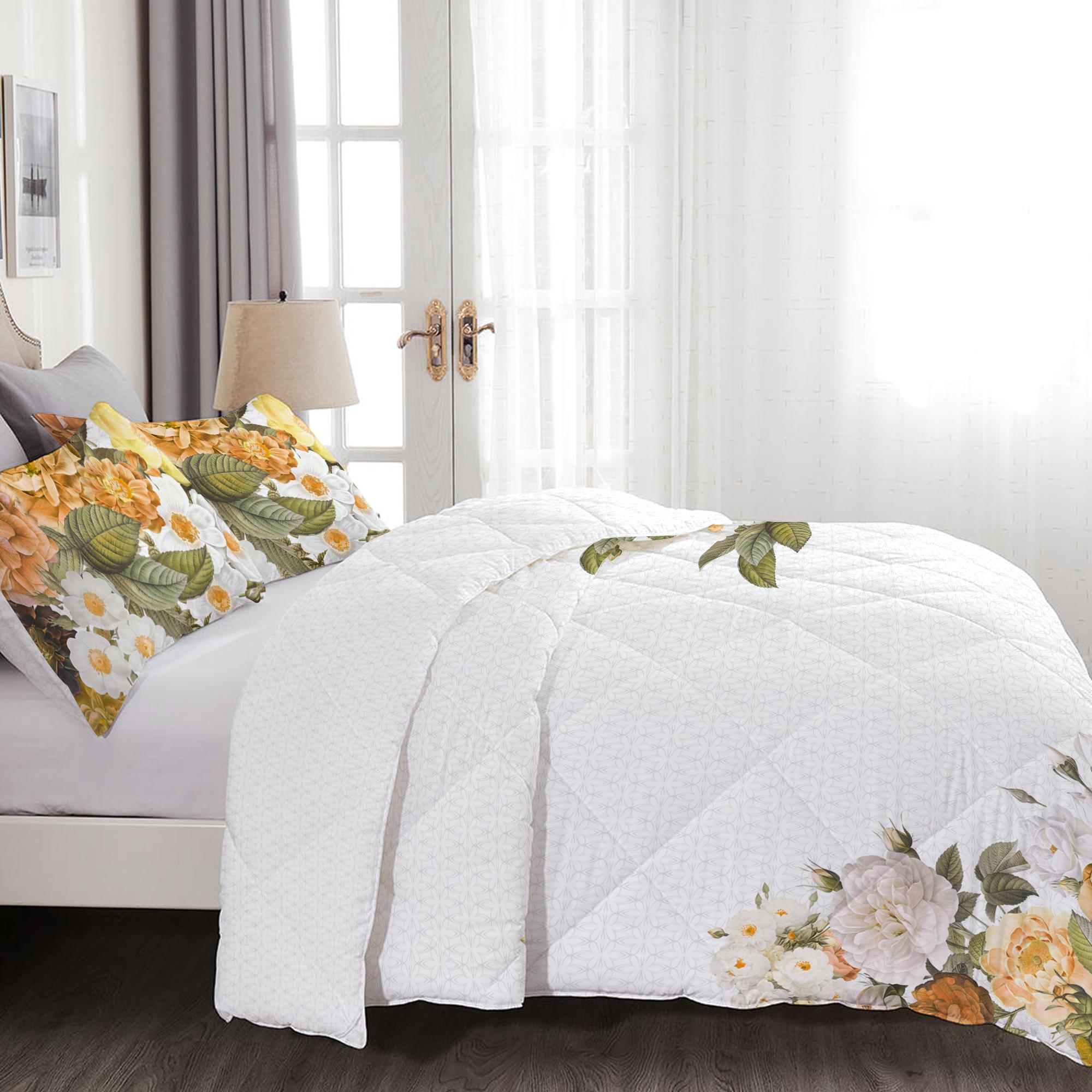 طقم لحاف قطني فاخر من 4 قطع من Cotton Home، بنقشة Summer Bloom