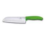 VICTORINOX SWISS CLASSIC SANKOTU KNIFE WITH FLUTED EDGE GREEN NYLON HANDLE BLADE 17CM  - 6.8523.17L4B