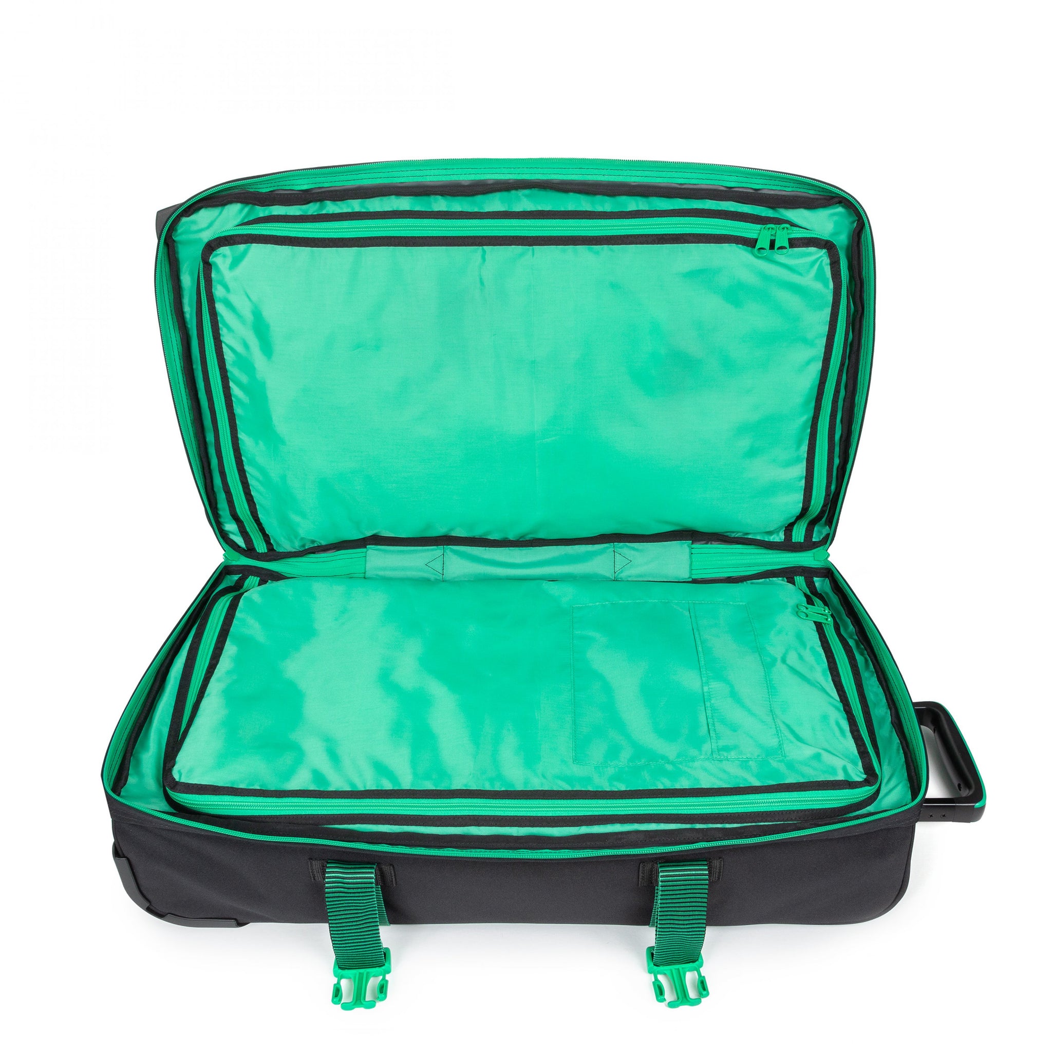 حقيبة سفر إيستباك ترانفرز إم كونتراست سترايب سوداء متوسطة الحجم بعجلات - EK00062L9J41