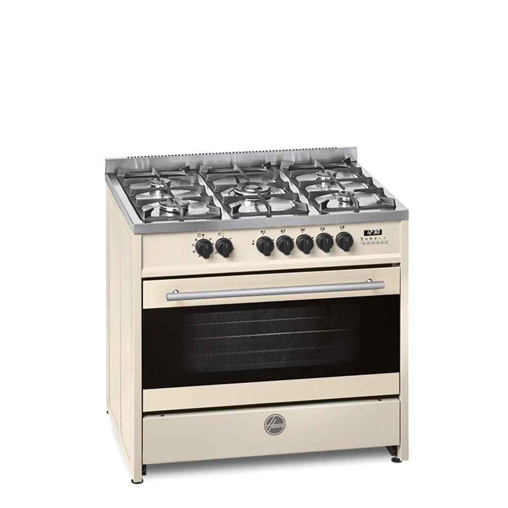 HOOVER 90X60 FULL GAS COOKER, CAST IRON -CREAM, HGC-M95G-01CR