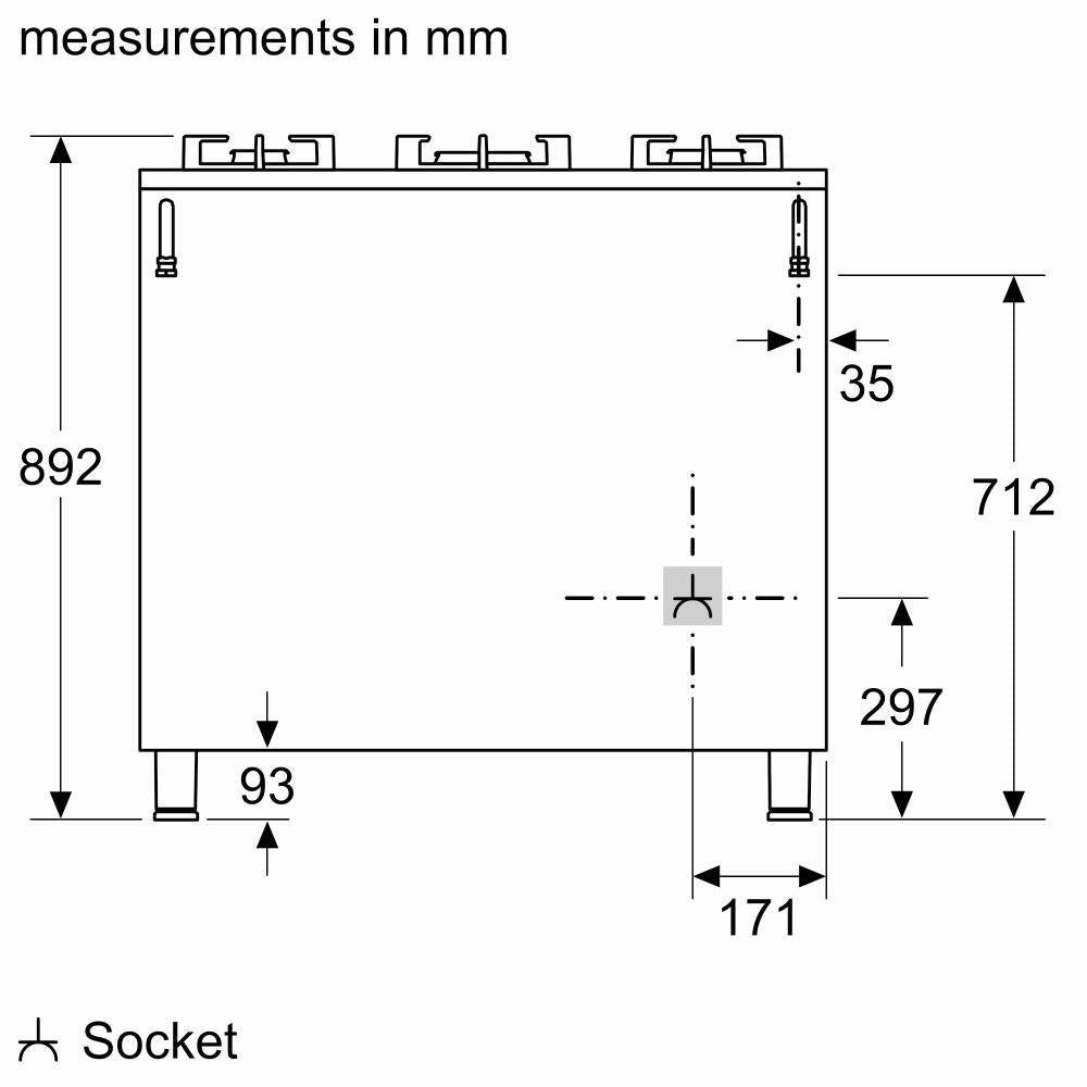 موقد غاز بوش من السلسلة 8، مقاس 90 × 60 سم
