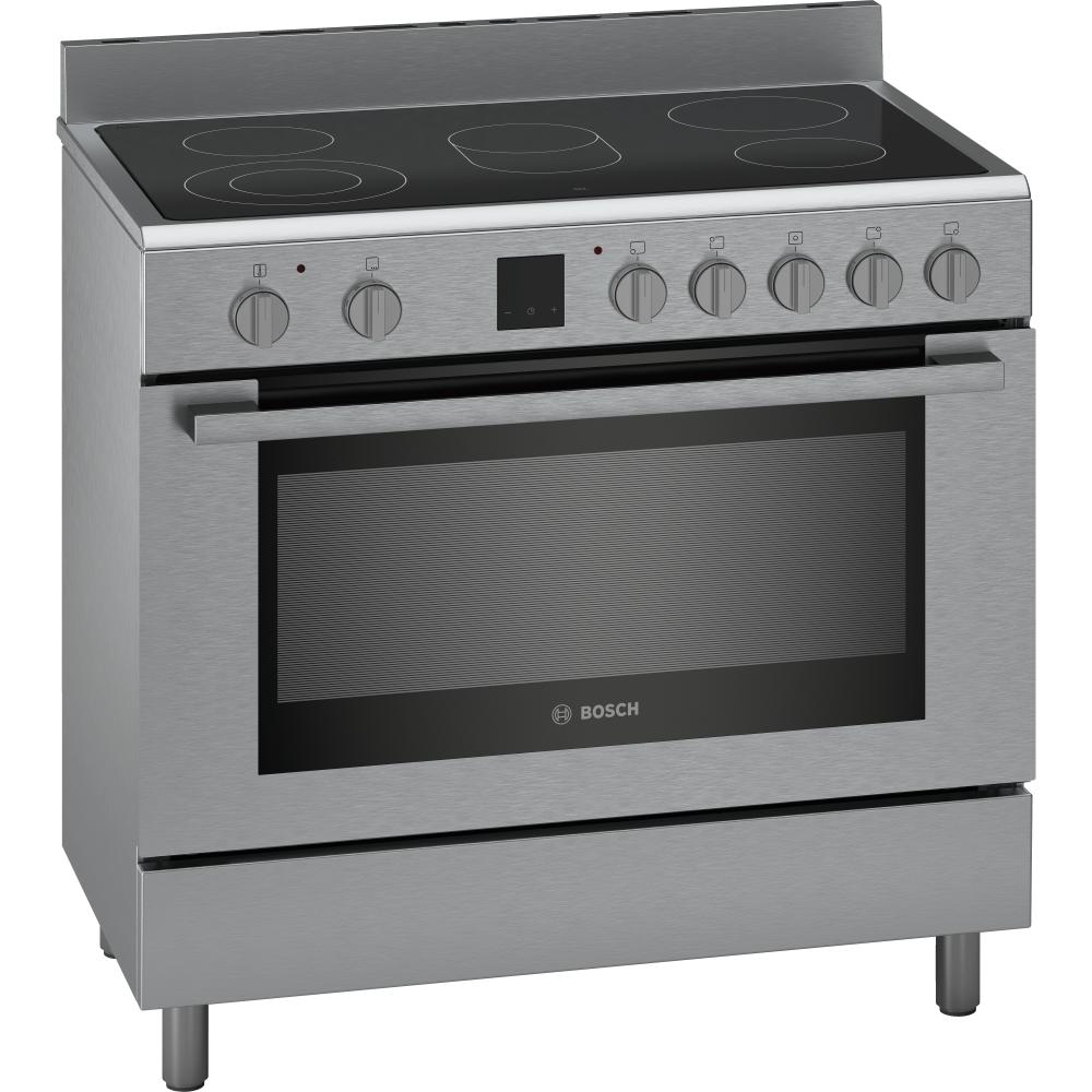 Bosch Series | 8, 90X60 cm, 5 High Speed Ceramic Cooking Zones Electric Range Cooker, Stainless Steel HKK99V850M 