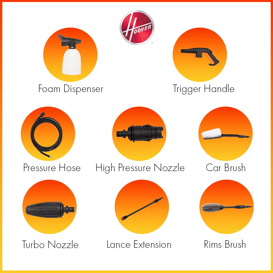 غسالة هوفر ذات الضغط العالي ١٥٠ بار مع ٨ ملحقات