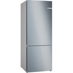 Bosch Series 4 Free-Standing Refrigerator with Freezer at bottom 186 x 70 cm Stainless steel look, VitaFresh,LED light, KGN55VL21M, 1 Year Manufacturer Warranty