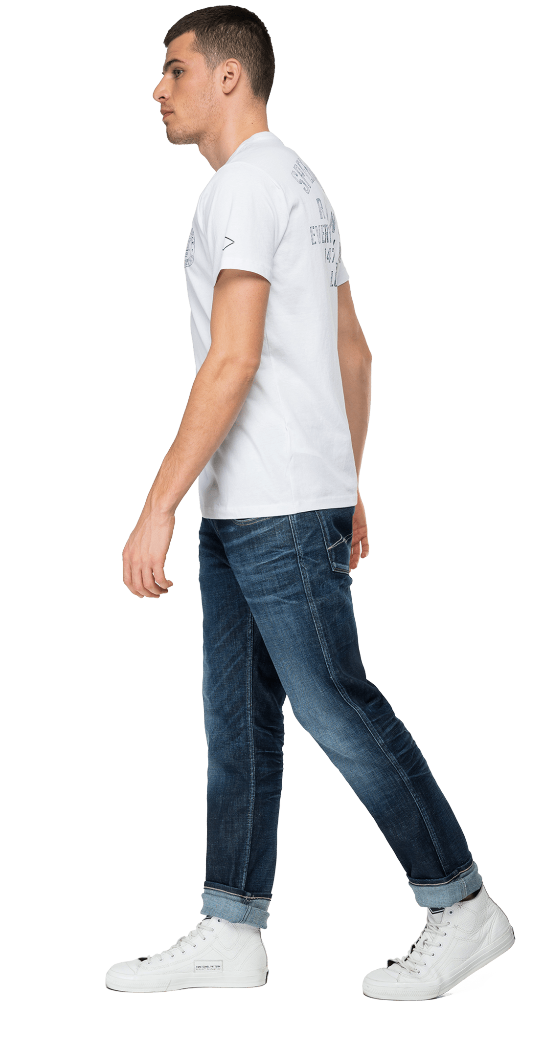 تي شيرت Replay برقبة دائرية مع خدوش