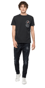 Crewneck T-Shirt With Replay Print And Tiger