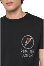 تي شيرت بياقة دائرية مع طبعة Replay ونمر