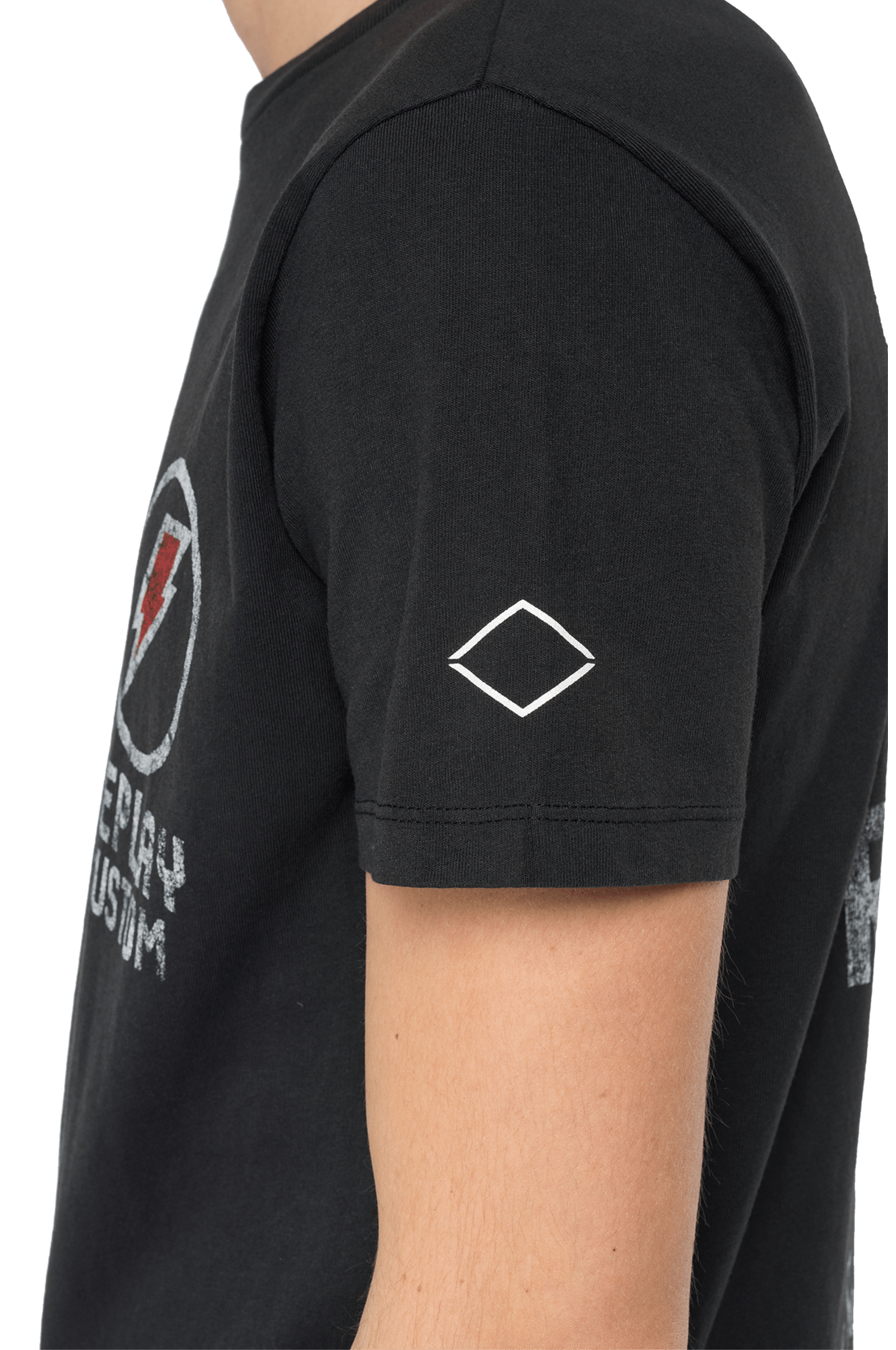 تي شيرت بياقة دائرية مع طبعة Replay ونمر