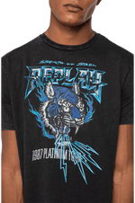 تي شيرت بياقة دائرية مطبوع عليه شعار جولة بلاتينيوم لعام ١٩٨٧