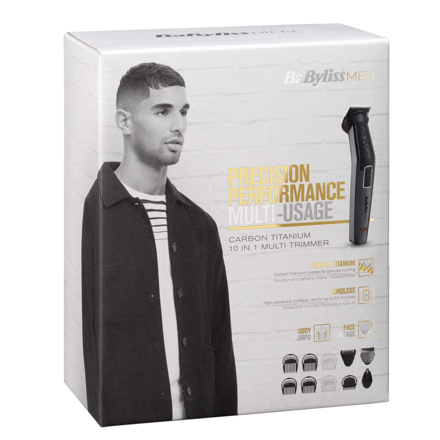 ماكينة تشذيب وقص الشعر من BaByliss مصنوعة من التيتانيوم الأسود والكربون