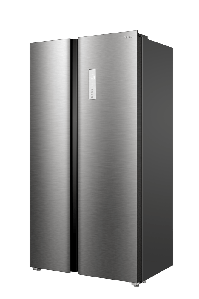ثلاجة TCL جنبًا إلى جنب بضاغط عاكس من الفولاذ المقاوم للصدأ سعة 635 لترًا