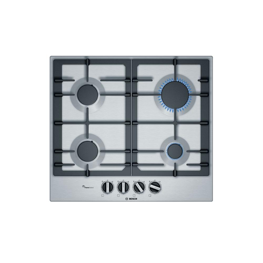 Bosch Series | 6, 60 cm 4 Burners Gas Hob, Cast iron pan support, Stainless steel - PCP6A5B90M, 1 Year Warranty