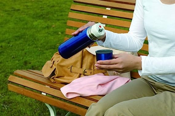 زويجروشي SV-GG35-AH، قارورة من الفولاذ المقاوم للصدأ مع كوب، سعة 0.35 لتر، أزرق