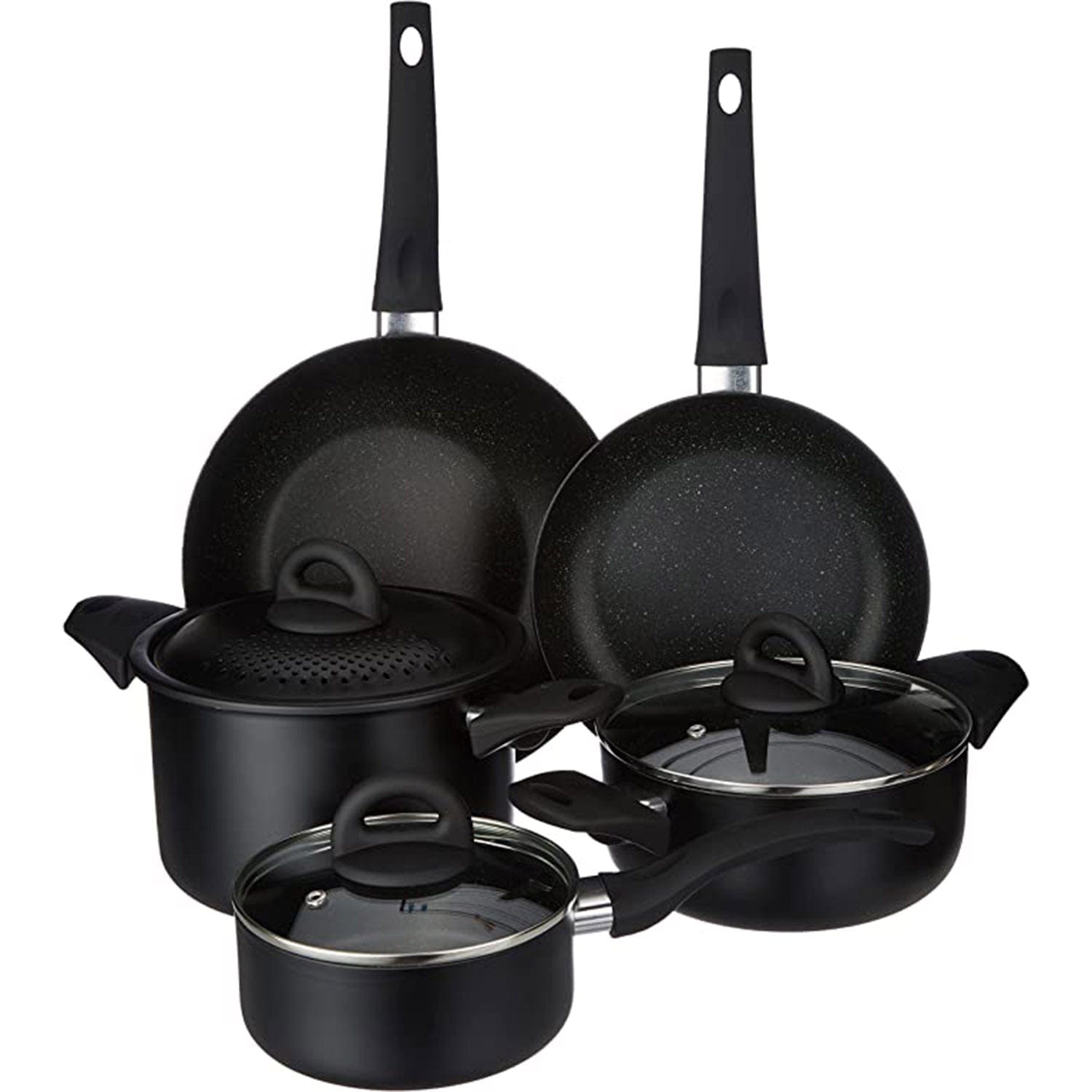 Tognana Grancuci Redstone Rock-In-Black Pot And Pan Set 8-Pieces