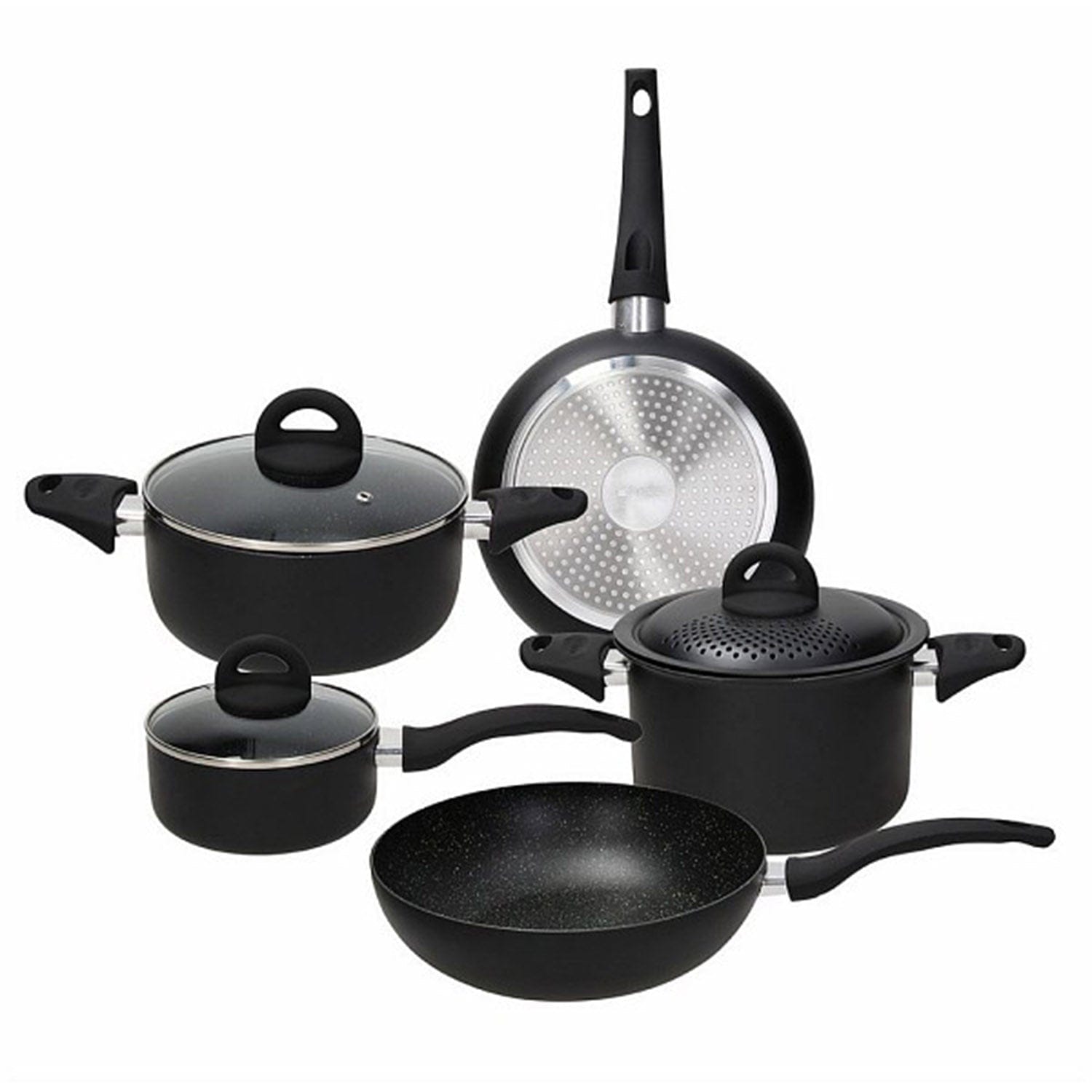 Tognana Grancuci Redstone Rock-In-Black Pot And Pan Set 8-Pieces