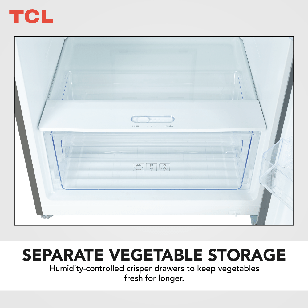 ثلاجة TCL ذات التركيب العلوي من الفولاذ المقاوم للصدأ سعة 550 لترًا